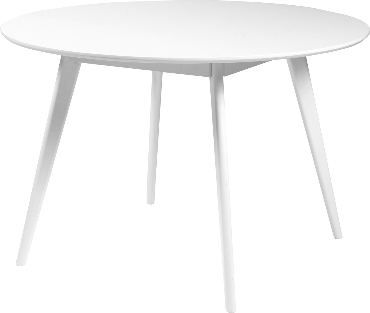 Spisebord Rowico Yumi rundt Ø115 cm hvidlakeret MDF & massivt gummitræsben