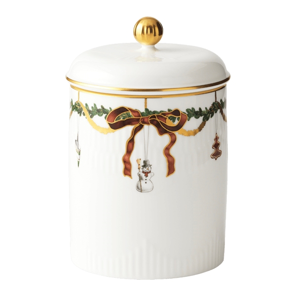 Royal Copenhagen Stjerne Riflet Jul krukke med låg - 16 cm  : Erling Christensen Møbler