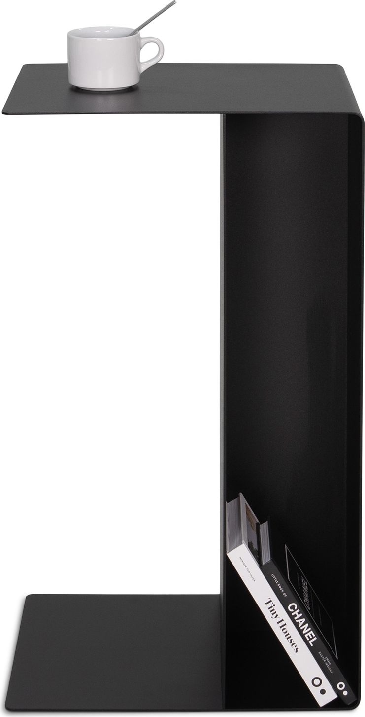 Udendørs sidebord/sofabord Spinder Design Slide Z-formet sort stål H68xB30xD40 cm med hylde