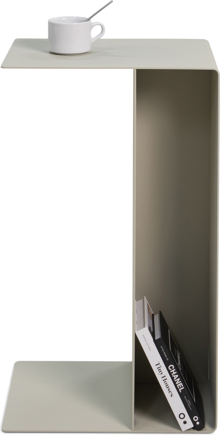 Spinder Design Slide Udendørs sidebord i sand stål med hylde H68 Ã B30 Ã D40 cm