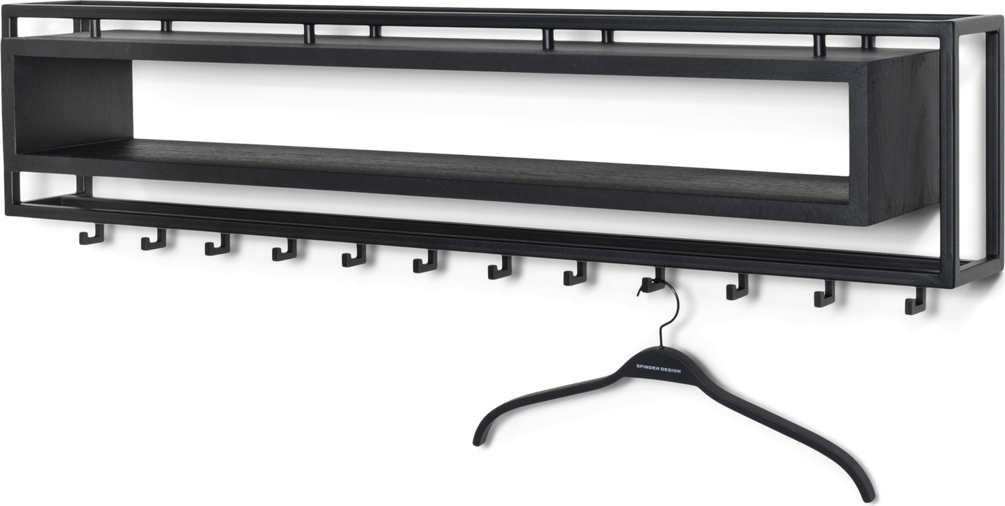 Knagerække og hattehylde Spinder Design School sort stål H29,5ÃB118ÃD19 cm