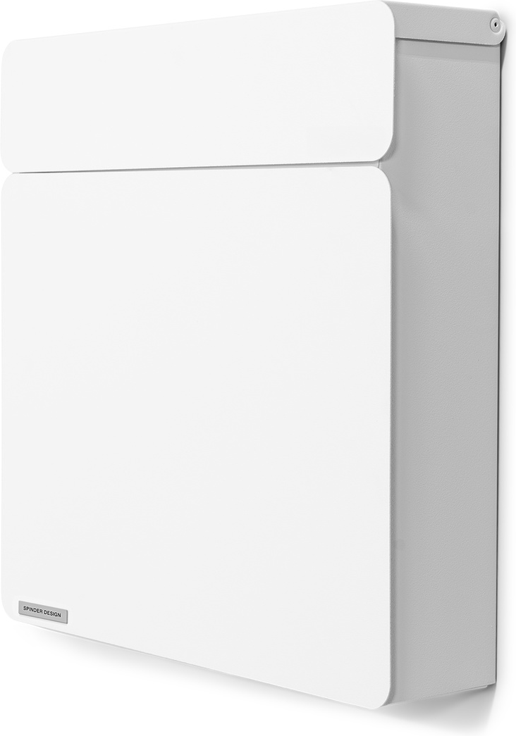 Postkasse Spinder Design Inbox i hvidt stål  -  vejrbestandig brevkasse 40Ã39Ã11 cm
