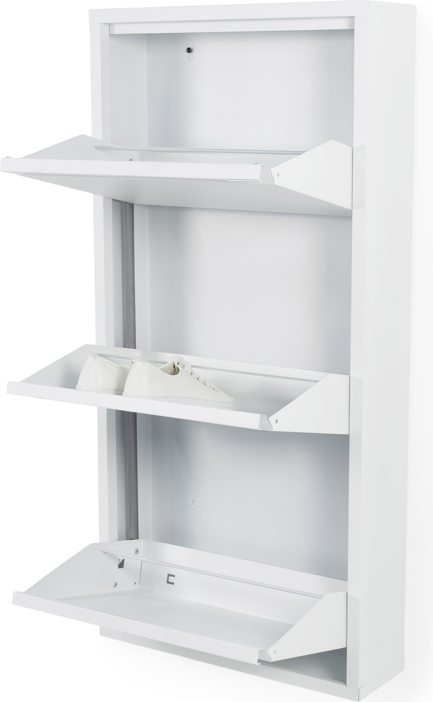 Skoskab/skoreol Spinder Design Billy 3 klaplåger H103ÃB50ÃD15 cm hvid stål pladsbesparende entréopbevaring