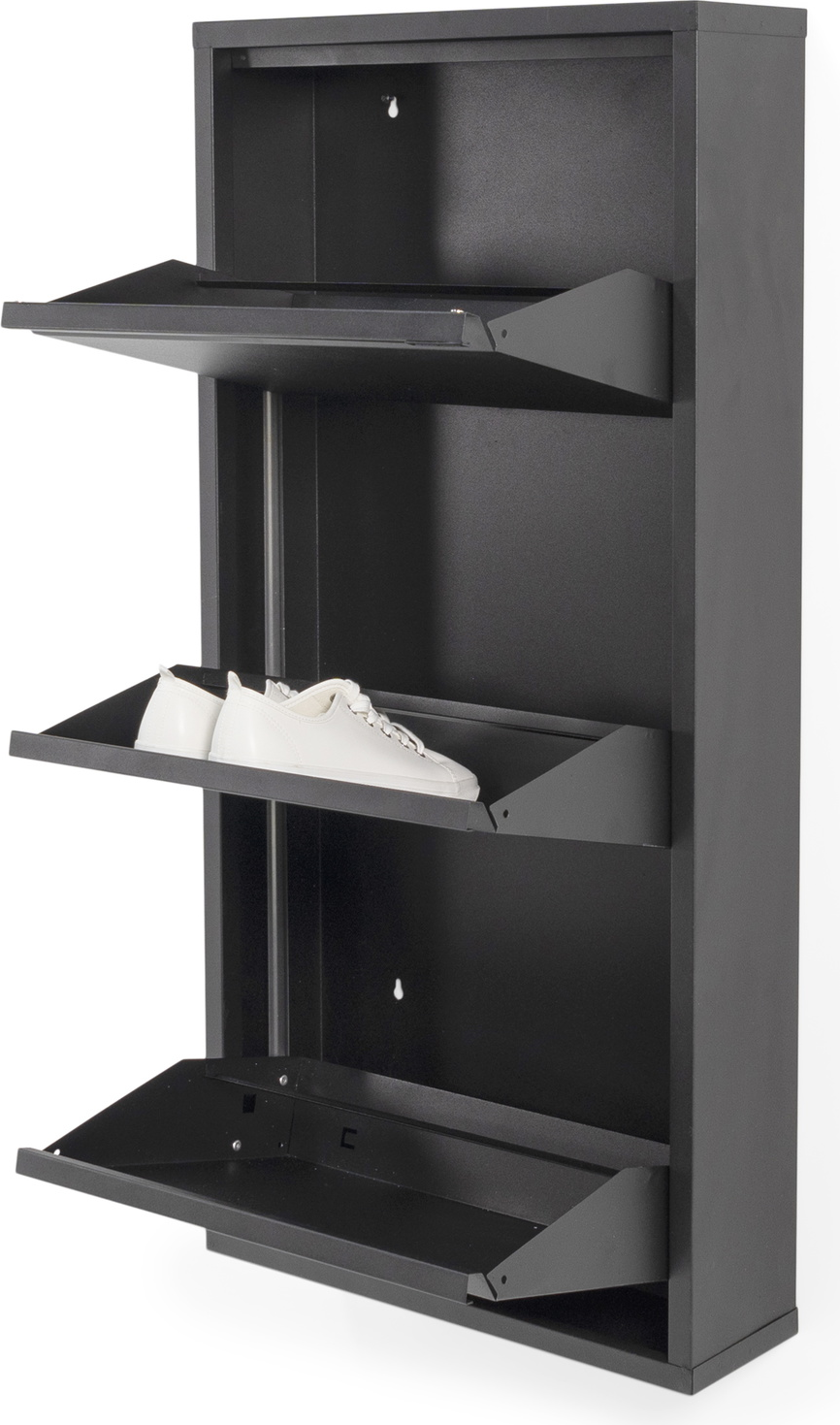 Skoskab Spinder Design Billy 3 skuffer mat sort pulverlakeret stål H103ÃB50ÃD15 cm plads til 6 par sko
