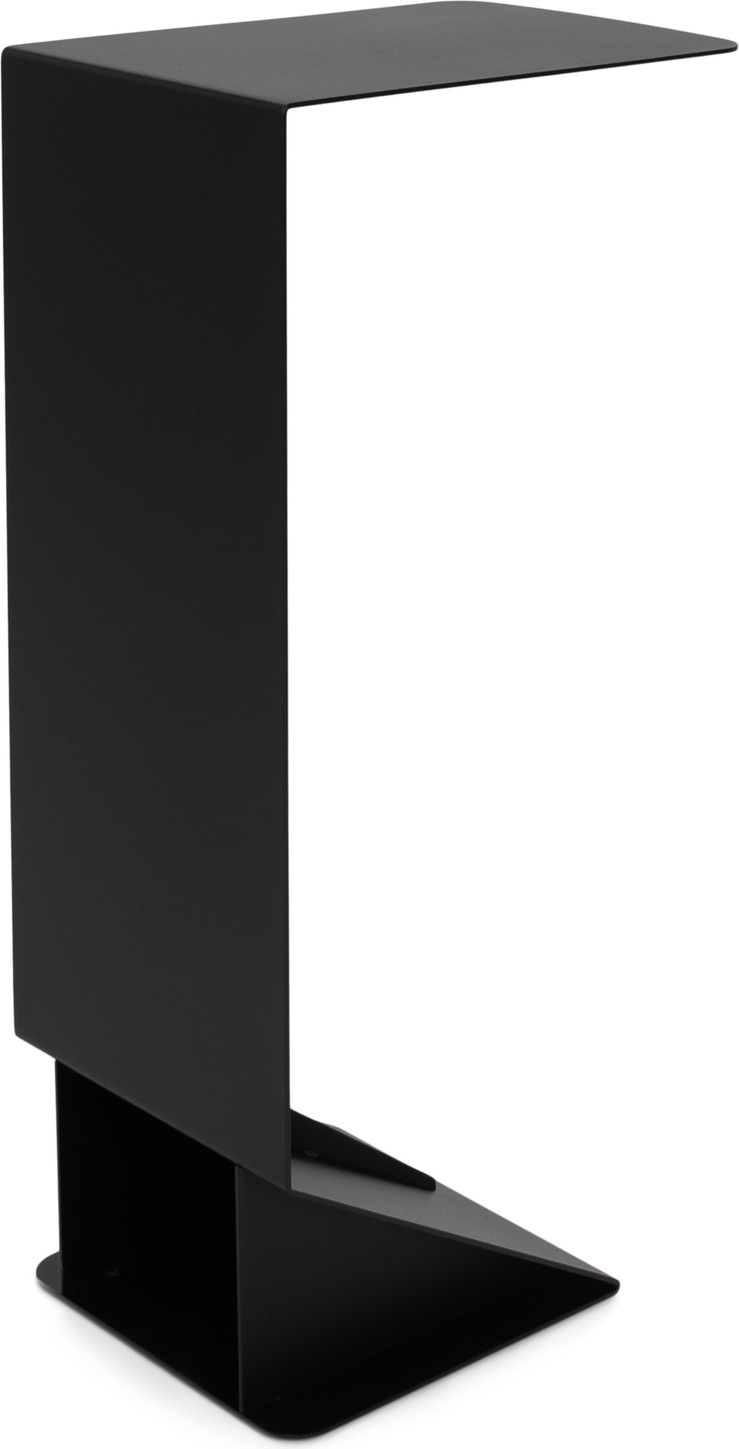 Sidebord/sofabord Spinder Design Bruce C-formet sortlakeret stål med hylde  -  minimalistisk udendørs design