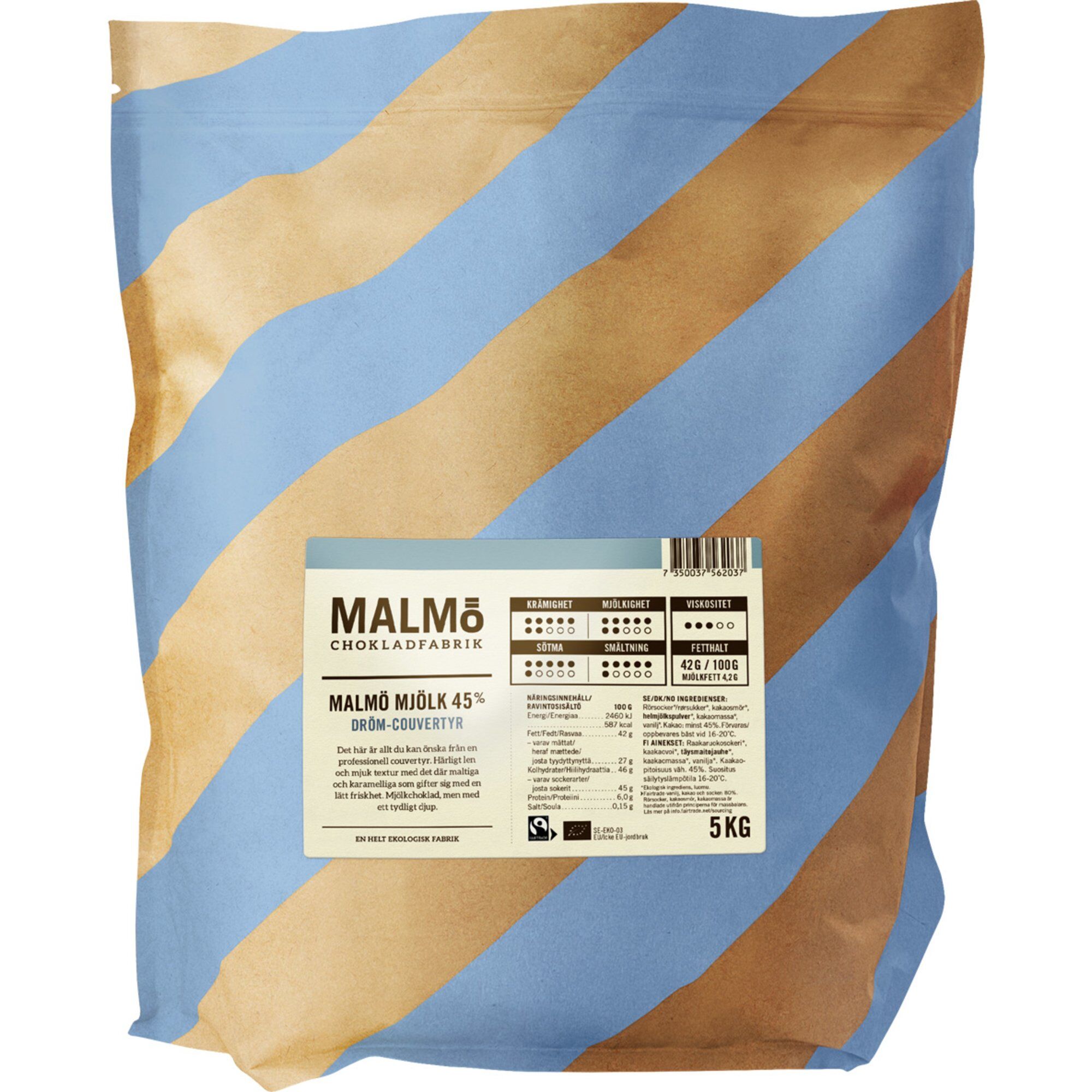 Malmö chokladfabrik Malmö Mjölk 45% couverture