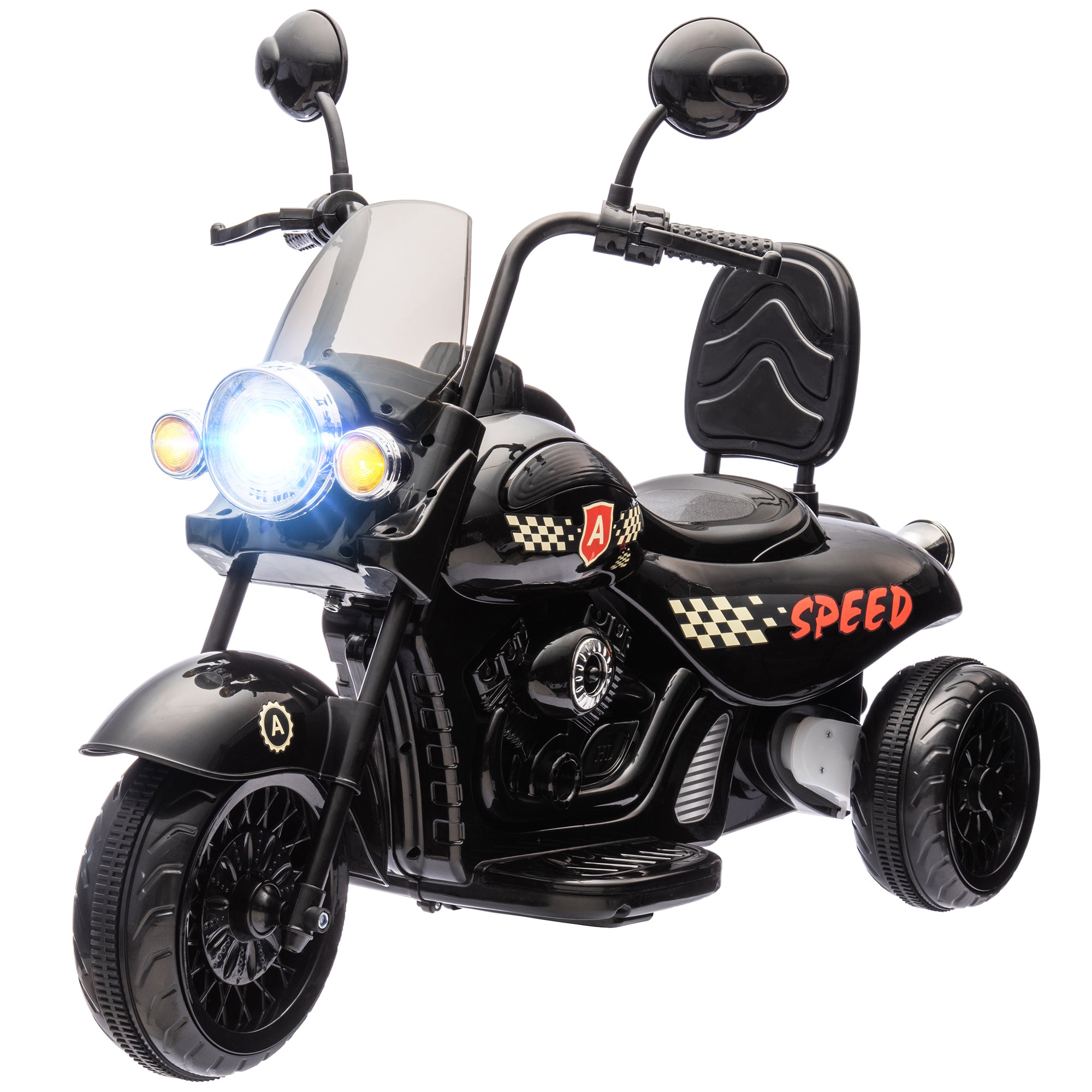 Elektrisk børnemotorcykel, 3-5 km/t, chopper, lys og musik, til børn 3-6 år, sort