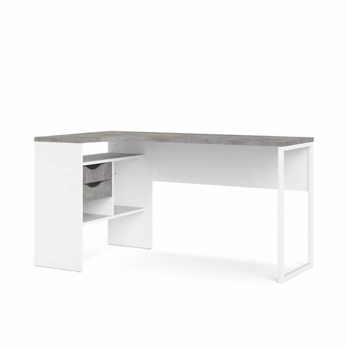 Tvilum Function Plus hjørneskrivebord - 145 cm - Hvid / Oxid beton  : Erling Christensen Møbler