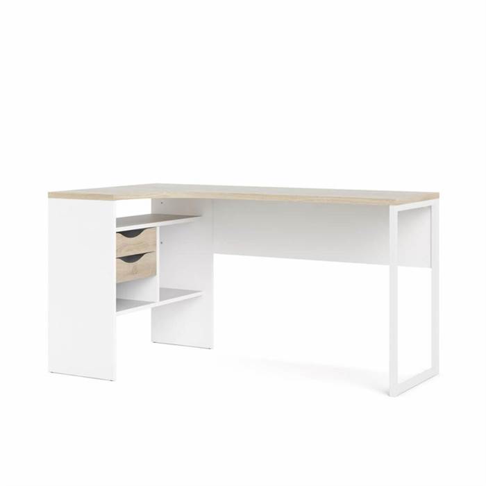 Tvilum Function Plus hjørneskrivebord - 145 cm - Hvid / Eg stuktur  : Erling Christensen Møbler