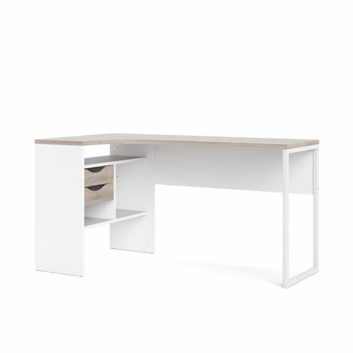 Tvilum Function Plus hjørneskrivebord - 145 cm - Hvid / trøffel  : Erling Christensen Møbler