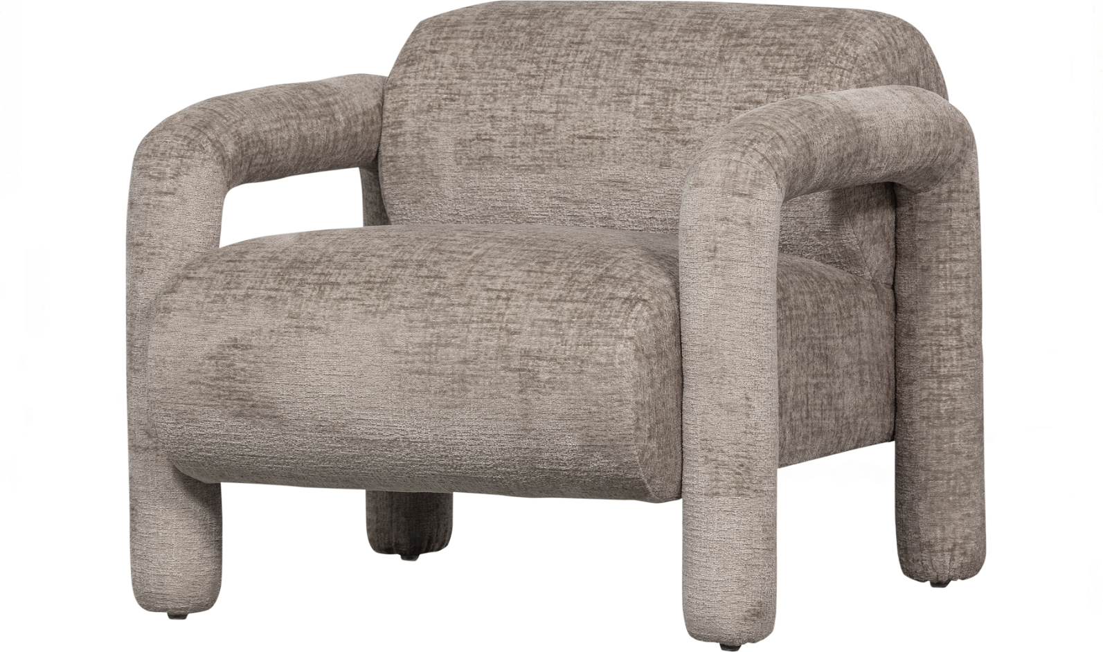 Loungestol Lenny fra WOOOD Exclusive  -  sandfarvet fløjlslænestol i 100 % polyester