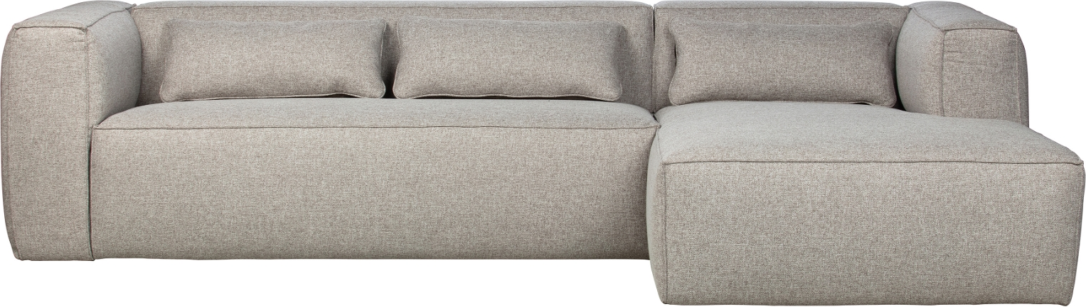 Hjørnesofa højrevendt WOOOD Exclusive Bean lysegrå stof 305x175x73 cm