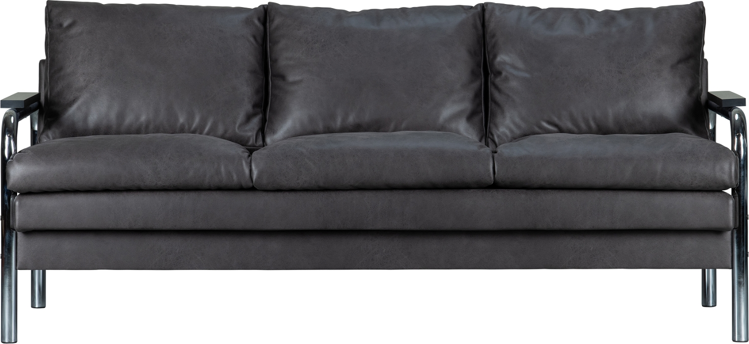 2-personers sofa, loveseat WOOOD Exclusive Tube  -  sort polyester med kromstel