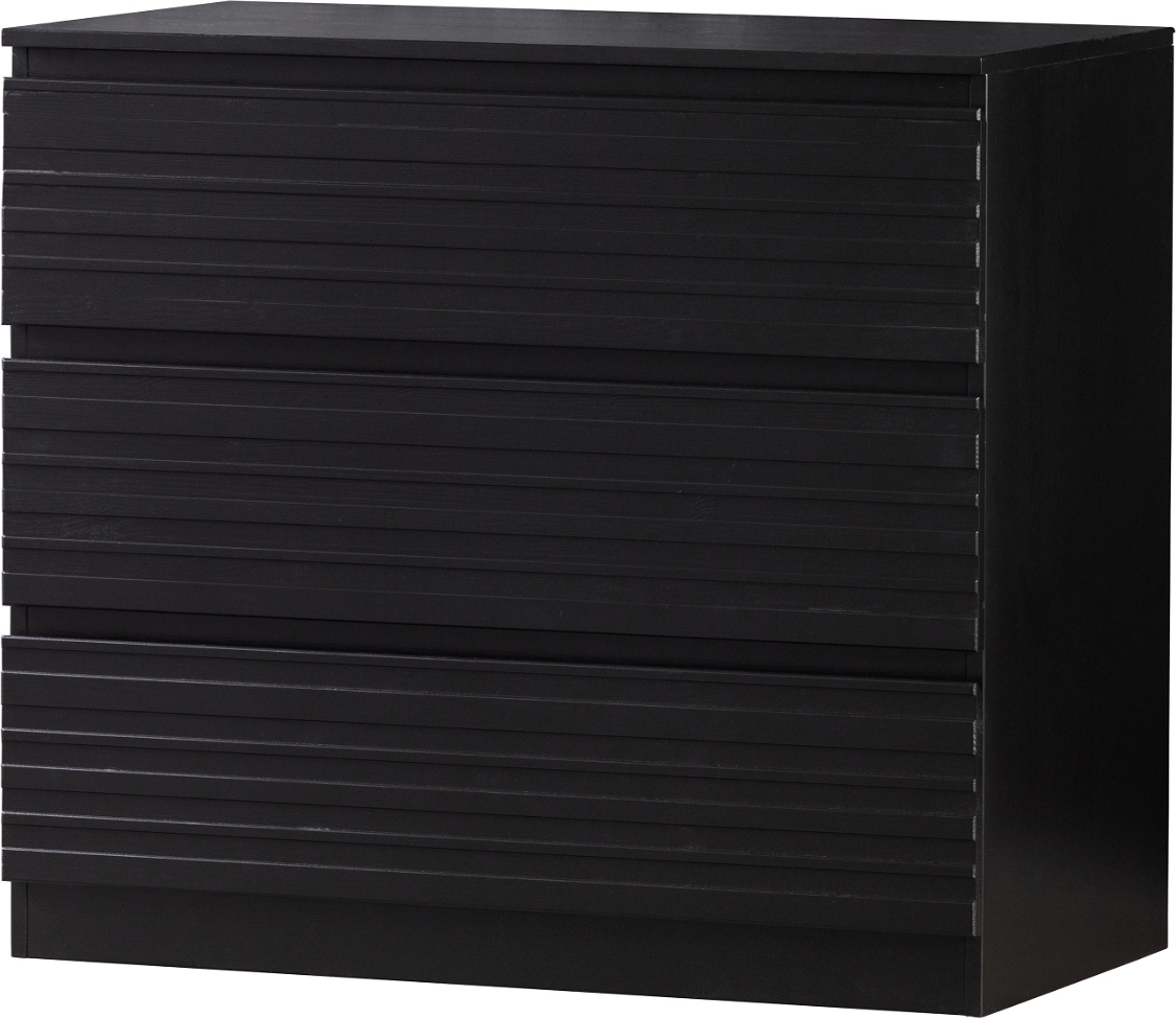 Kommode WOOOD Jente sort | FSC-fyrretræ 3 skuffer soft-close H75ÃB83ÃD46 cm