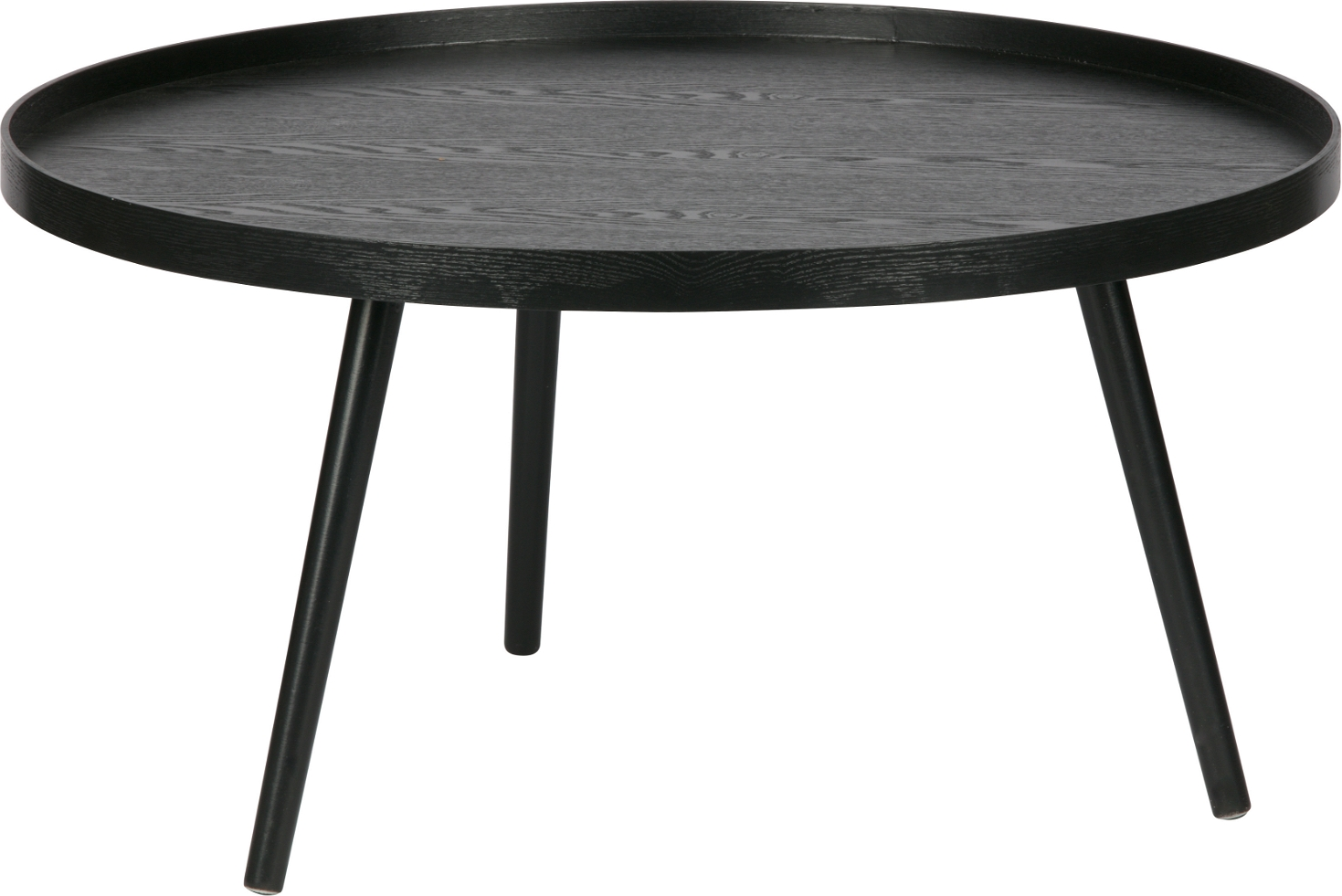 WOOOD sidebord Mesa Ø78 cm sort FSC-certificeret  -  minimalistisk MDF & fyrretræsben småbord