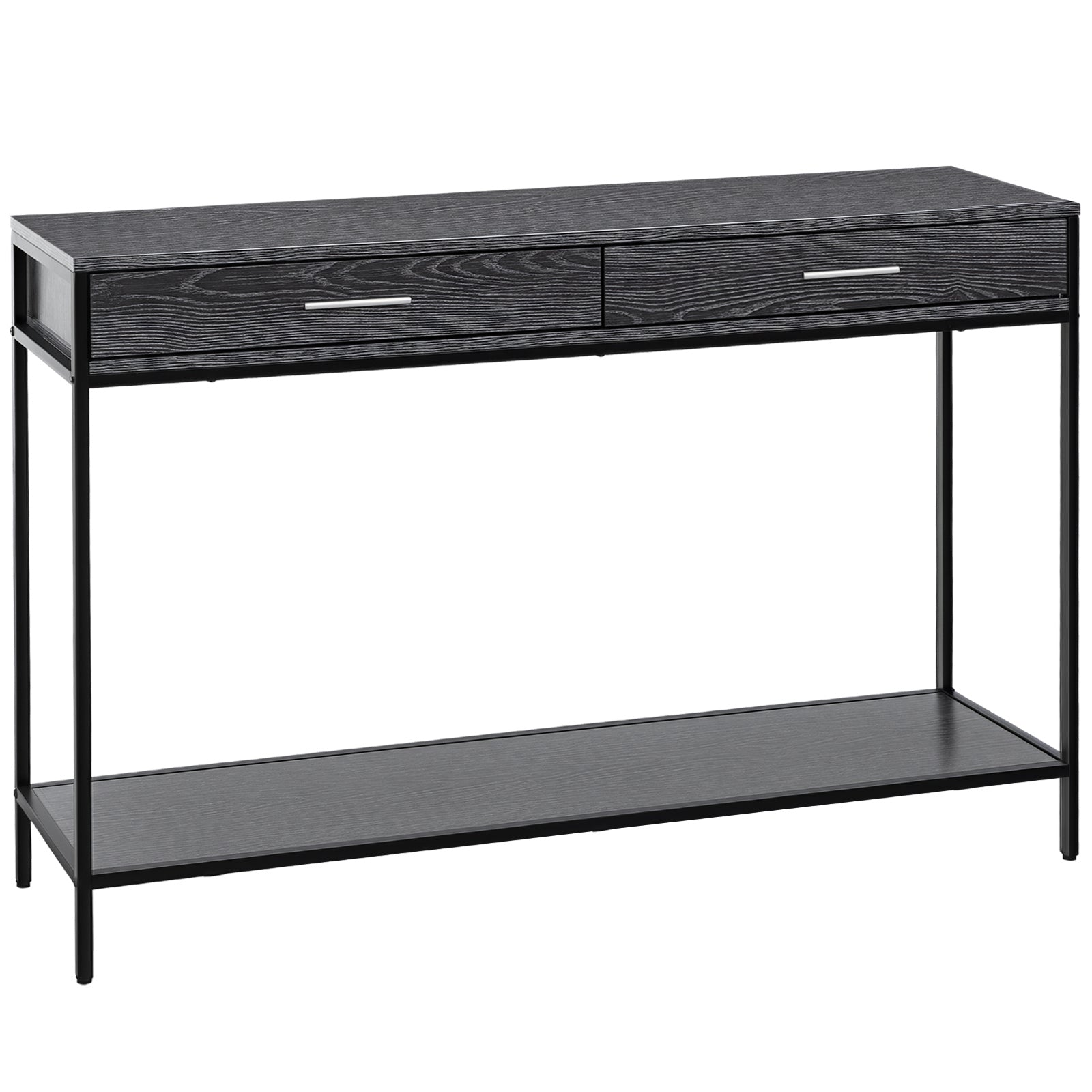 Konsolbord entrébord sidebord 2 skuffer underhylde stålgrå 120 x 30 x 81,5 cm