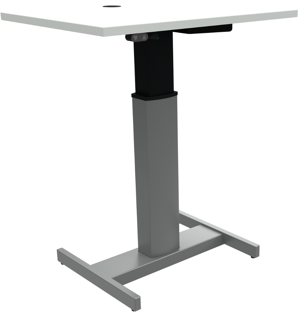 Enkeltben hæve-/sænkebord ZenNord PeakBoards skrivebord 68 - 120 cm med hjul hvid/sølv