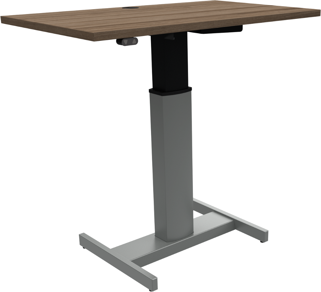 Enkeltben hæve-/sænkebord ZenNord PeakBoards valnød/sølv mobil 120x60x100 cm
