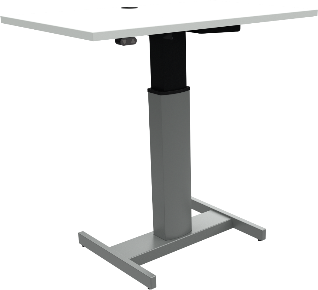 Enkeltben hæve-sænkebord ZenNord PeakBoards firkantet skrivebord hvid/sølv 100x60 cm højde 68-120 cm med hjul