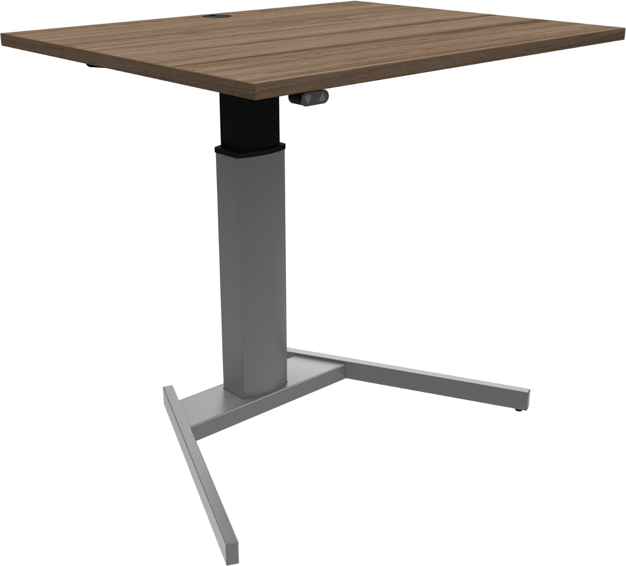 Hæve-/sænkebord enkeltben firkantet ZenNord FlexiPosture 100x80 cm mørk natur sølv
