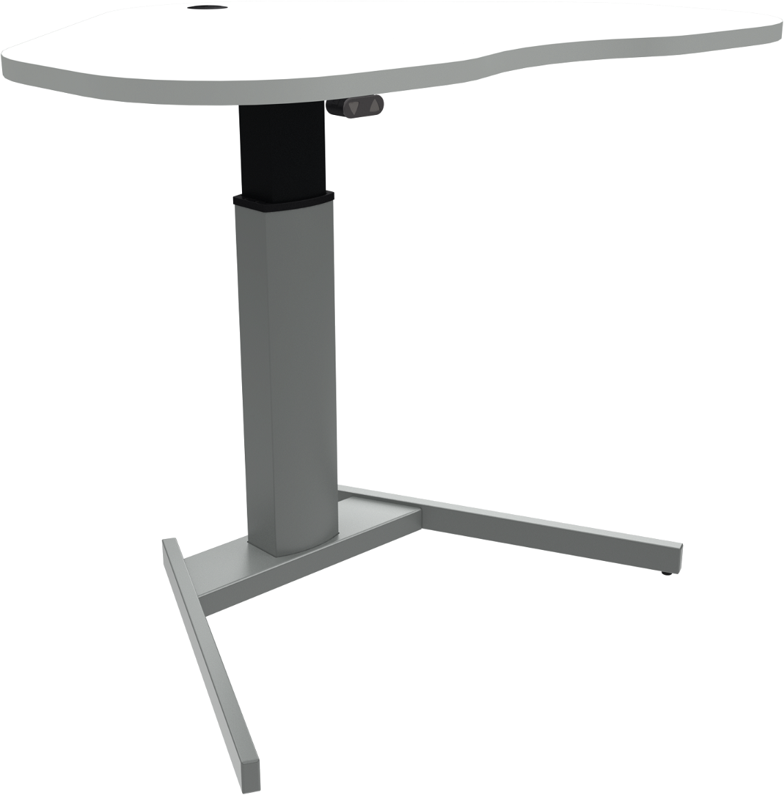 Enkeltben hæve-/sænkebord ZenNord FlexiPosture hjerteformet 68-120 cm sit-stand MFC hvid/sølv