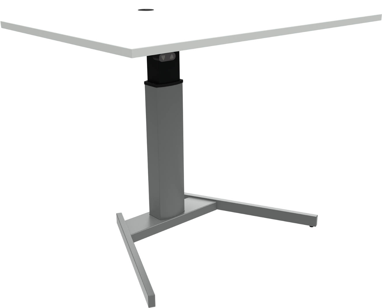 Enkeltben hæve-/sænkebord skrivebord ZenNord FlexiPosture hvid/sølv 68-120 cm kvadratisk MFC melamin