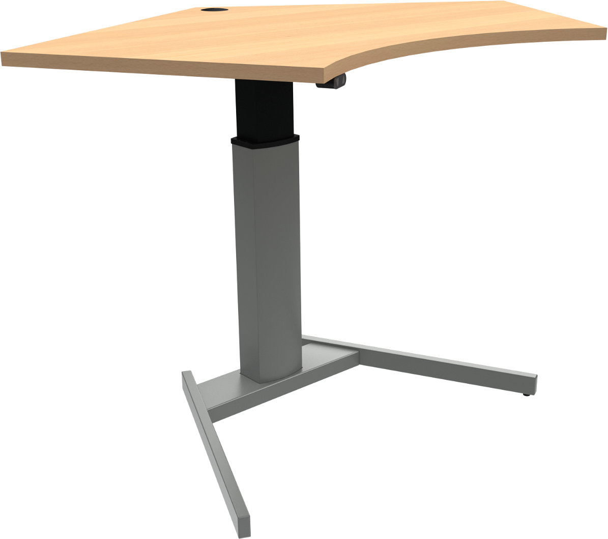 Enkeltben hæve-/sænkebord ZenNord FlexiPosture 501-19 Basic femkantet bøge/sølv H68-120 cm 92x138 cm