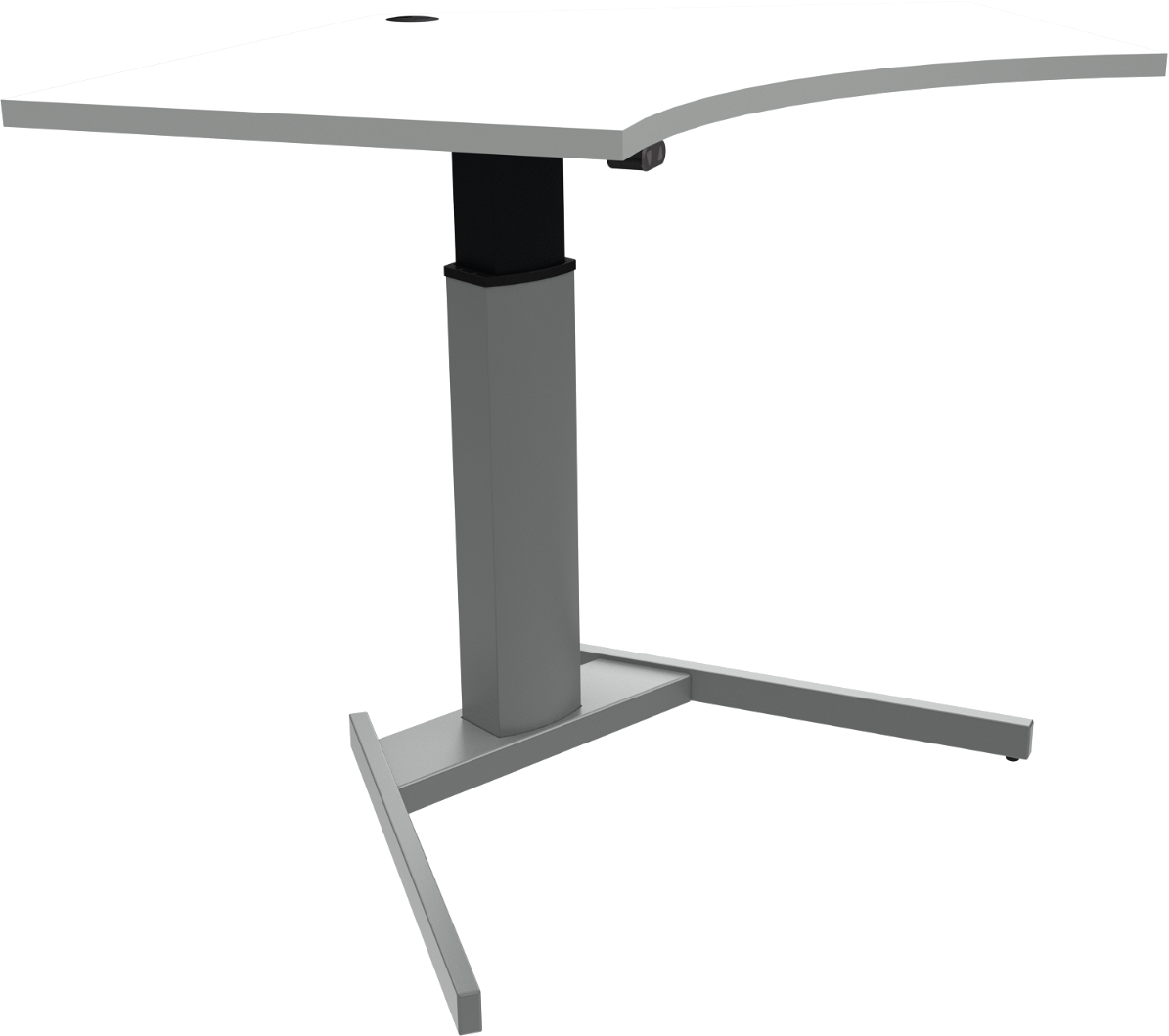 Hæve-/sænkebord ZenNord FlexiPosture enkeltben femkantet skrivebord hvid/sølv