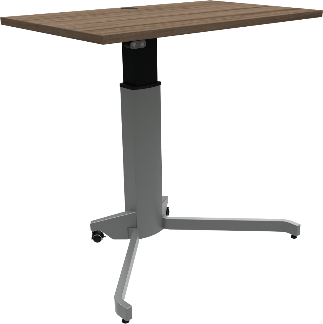 Elektrisk firkantet enkeltben hæve-/sænkebord sidde-/ståbord ZenNord ZenRise 100x60 cm mørk valnød/sølv