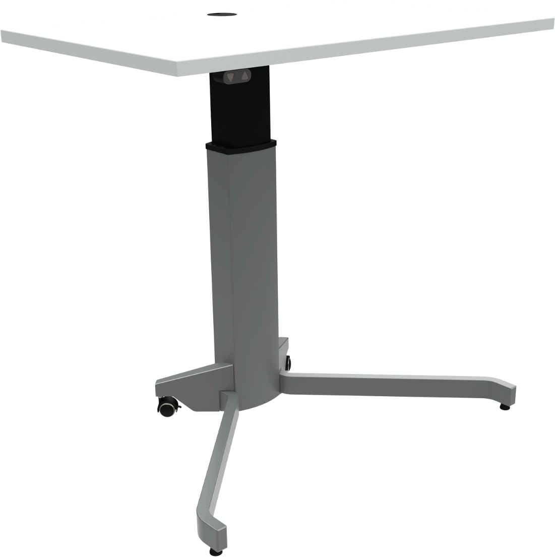 Hæve-/sænkebord enkeltben firkantet ZenNord ZenRise elektrisk hvid/sølv 68-120 cm MFC hjul kabelstyring