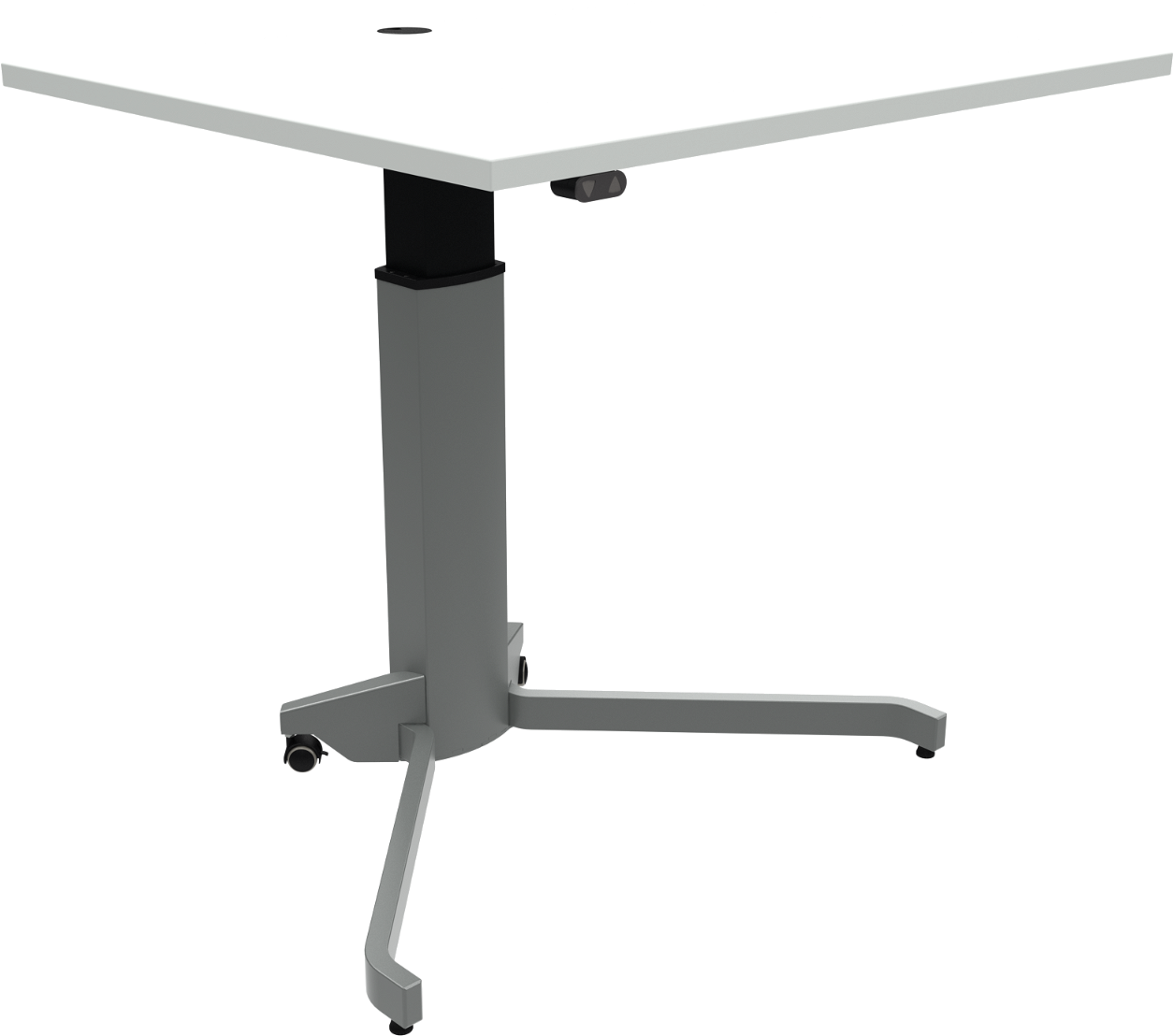 ZenNord ZenRise elektrisk enkeltben hæve-/sænkebord firkantet hvid/sølv 100x80 cm MFC med hjul