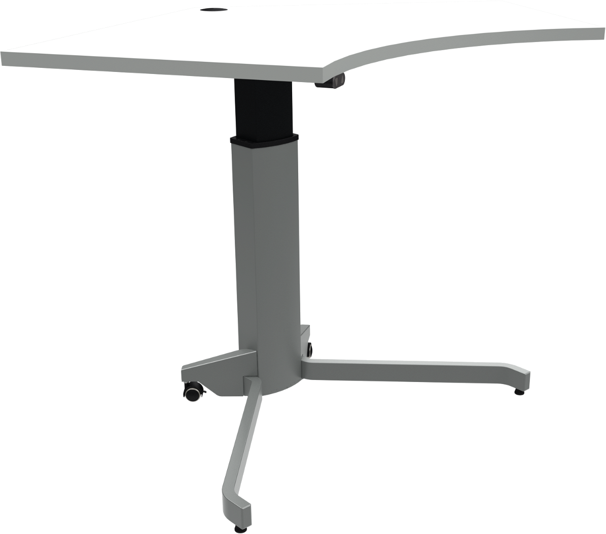 Elektrisk hæve-sænkebord enkeltben ZenNord ZenRise femkantet skrivebord hvid/sølv 68-120 cm