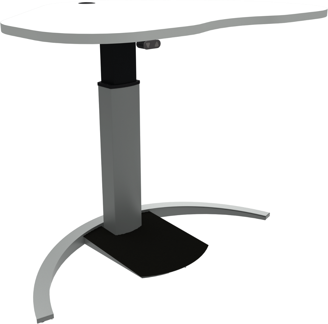 Hæve-/sænkebord ZenNord ErgoTable hjerteformet enkeltben h68-120 cm 90Ã117 cm hvid/sølv