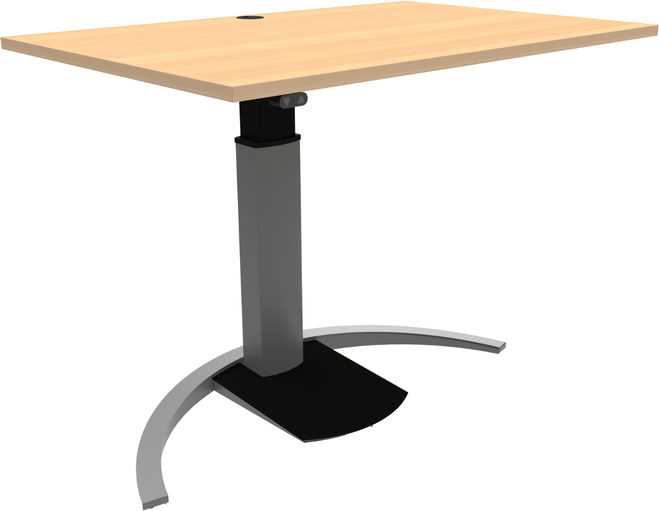Enkeltben hæve-sænkebord ZenNord ErgoTable  -  ergonomisk skrivebord H68-120 cm naturbøg/sølv 80Ã120 cm