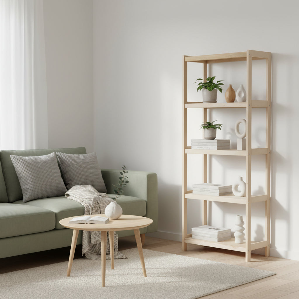 Bogreol i bøgetræ STRONG, 5 hylder, 173x60x38 cm