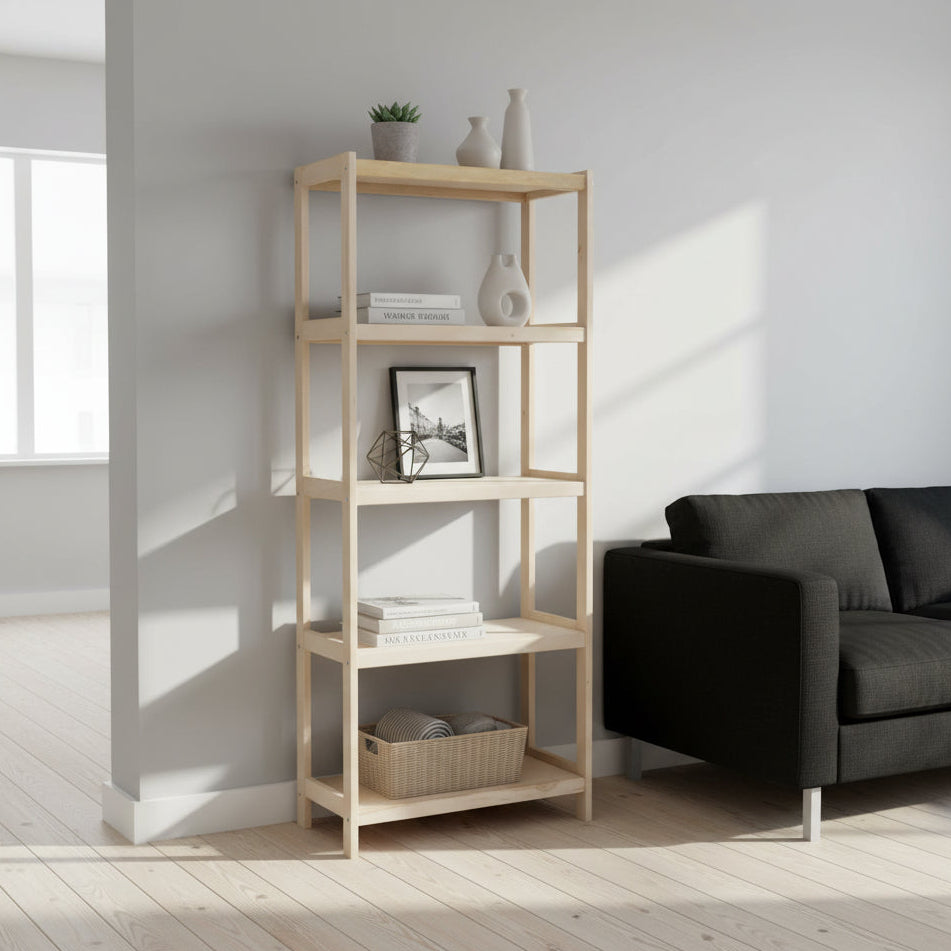 Bogreol i bøgetræ STRONG, 5 hylder,, 173x70x38 cm