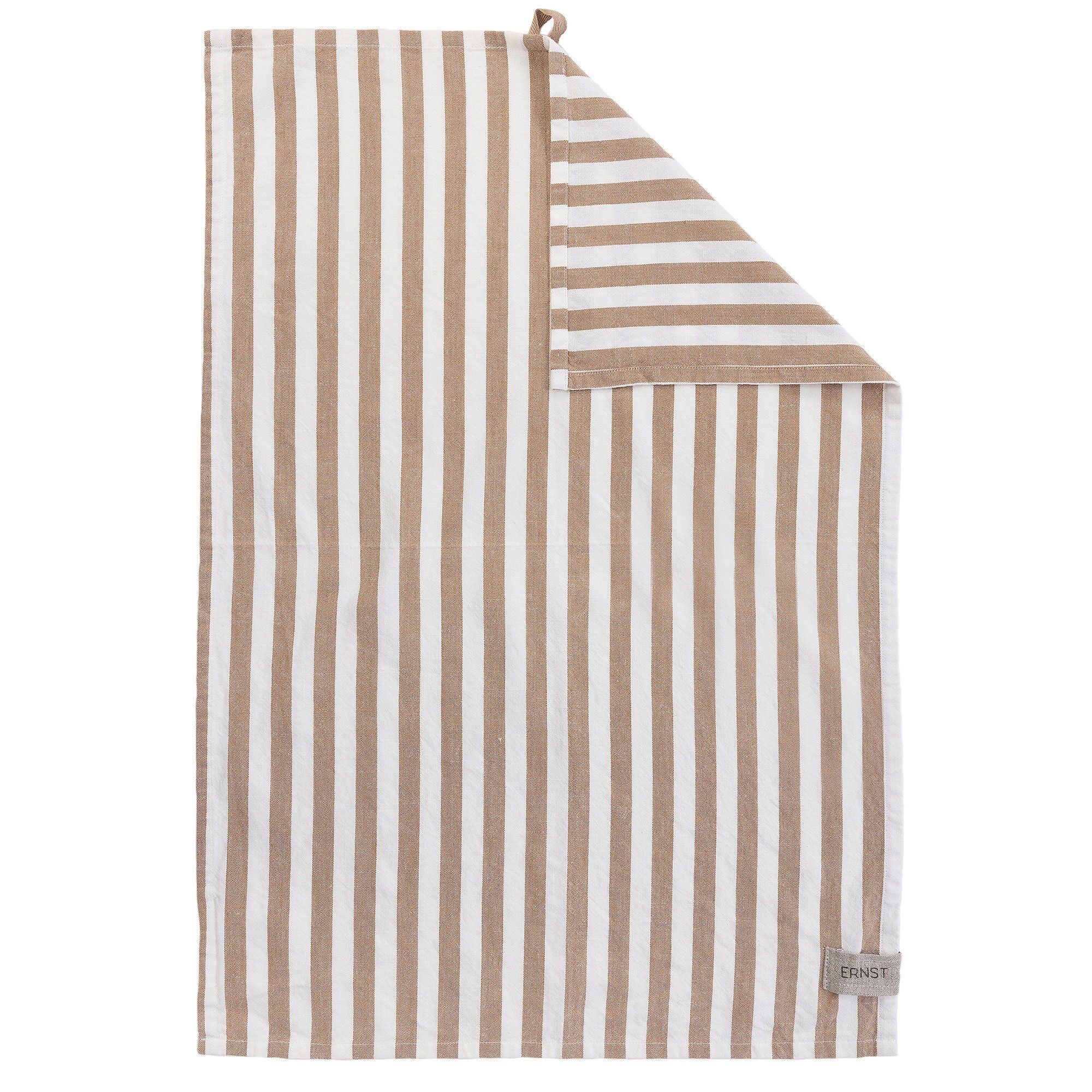 Ernst Viskestykke bred stribe 47 x 70 cm, karamel/hvid