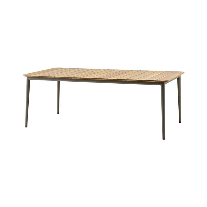Cane-Line Core havebord - 210x90 cm - Stel: Taupe - Bordplade: teak Taupe (Aluminium) : Erling Christensen Møbler