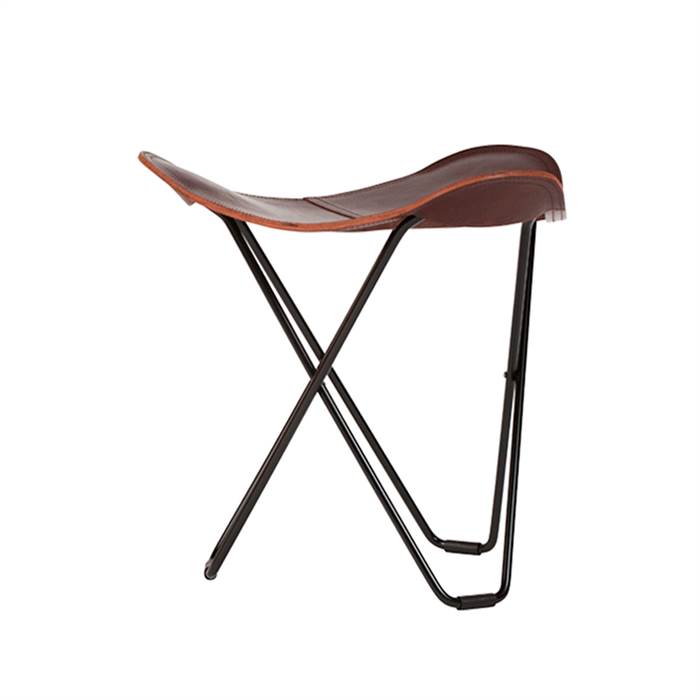 Cuero Pampa Flying Goose Taburet - Sort stel - Chocolate  : Erling Christensen Møbler