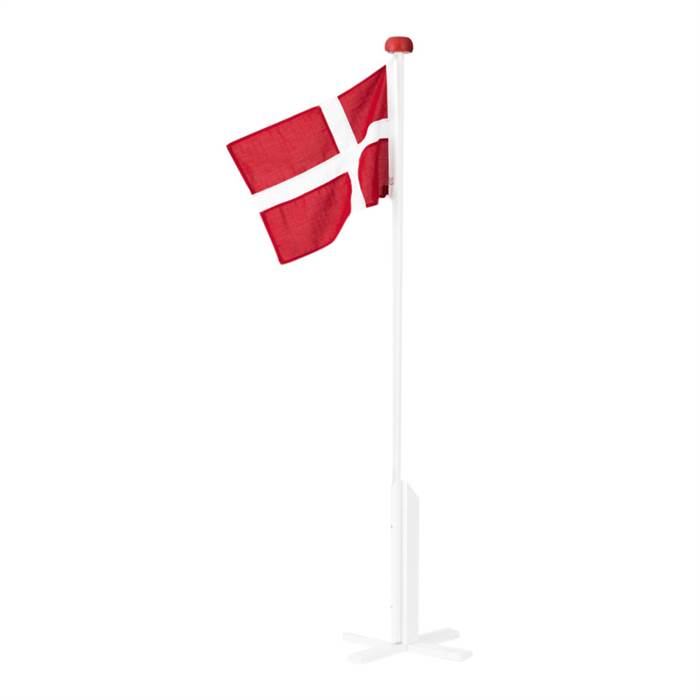 Langkilde og Søn Flagstang i hvid med Dannebrogsflag 180 cm. : Erling Christensen Møbler  : Erling Christensen Møbler