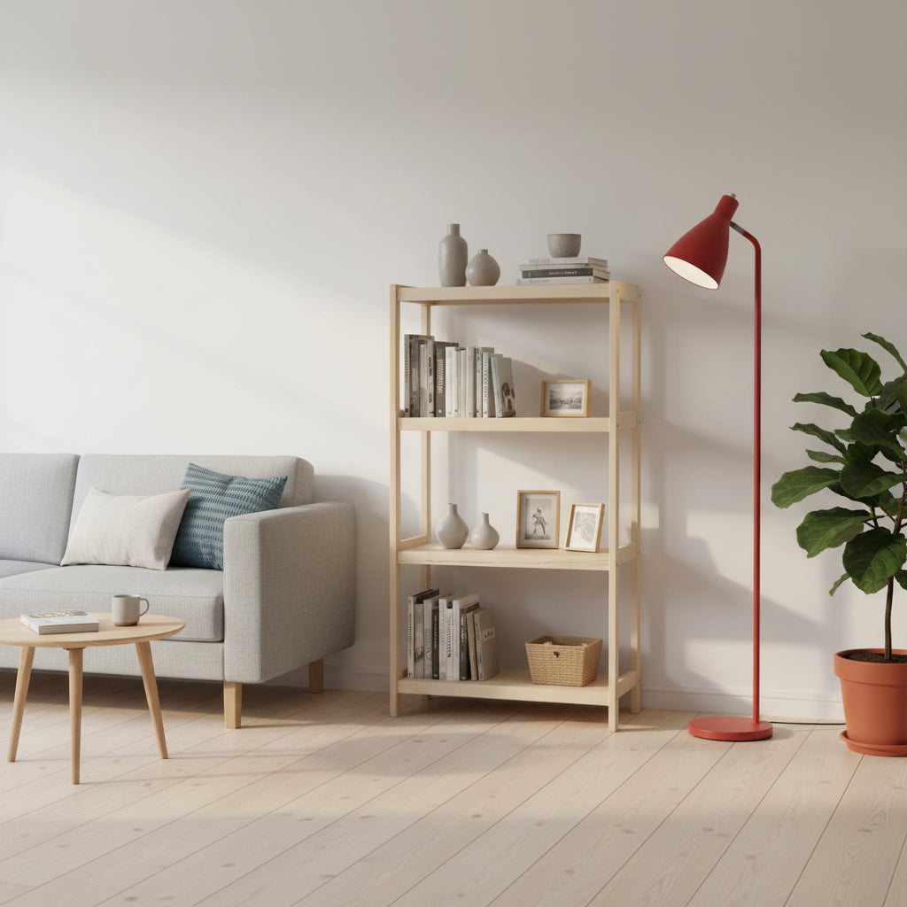 Bogreol i bøgetræ STRONG, 4 hylder, 133x80x43 cm