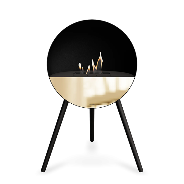 Le Feu Eye bioethanolpejs i sort - Sorte ben - Sort top - Rose gold front  : Erling Christensen Møbler