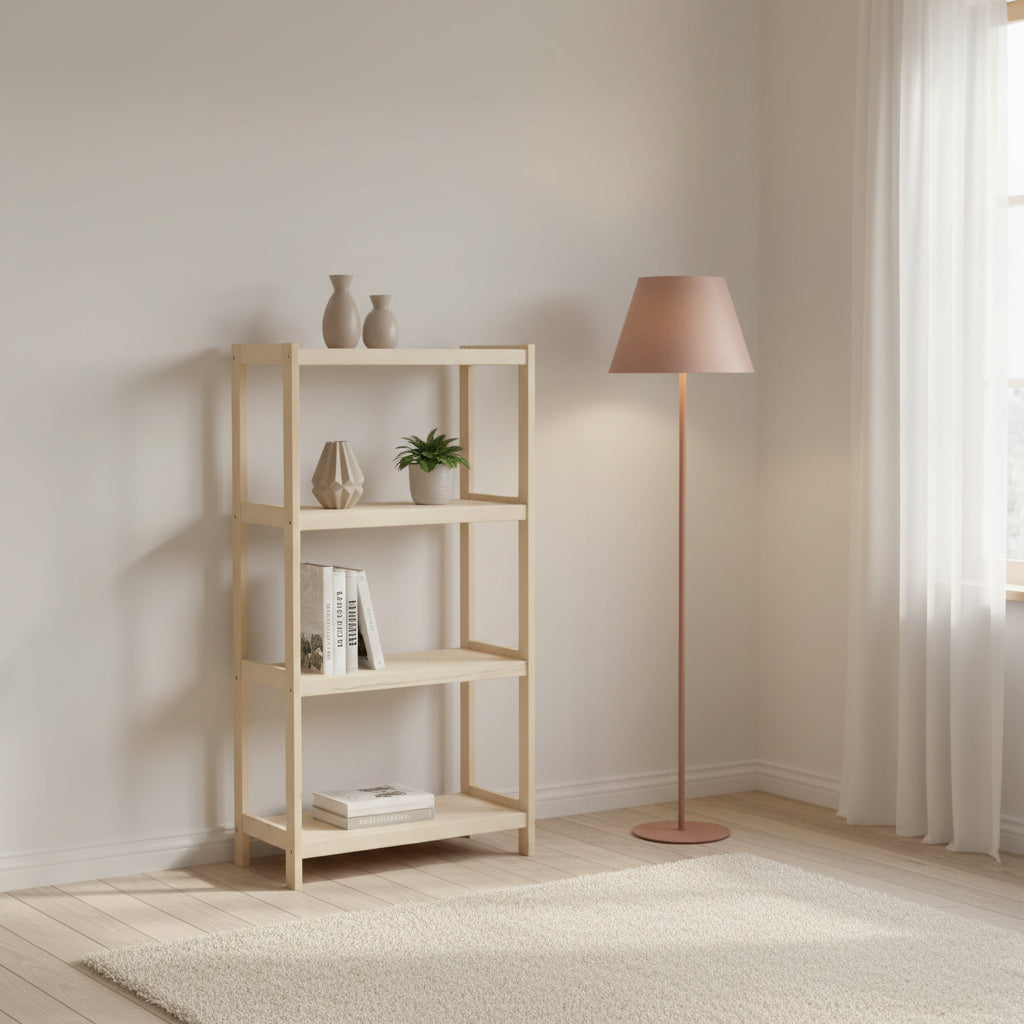 Bogreol i bøgetræ STRONG, 4 hylder, 133x50x33 cm