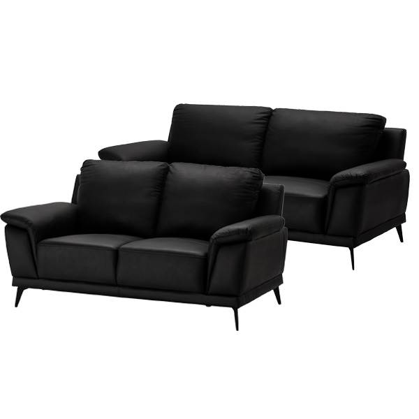 Erling Christensen Møbler Dortmund sofasæt i sort læder - 2 + 3 pers. : Erling Christensen Møbler  : Erling Christensen Møbler