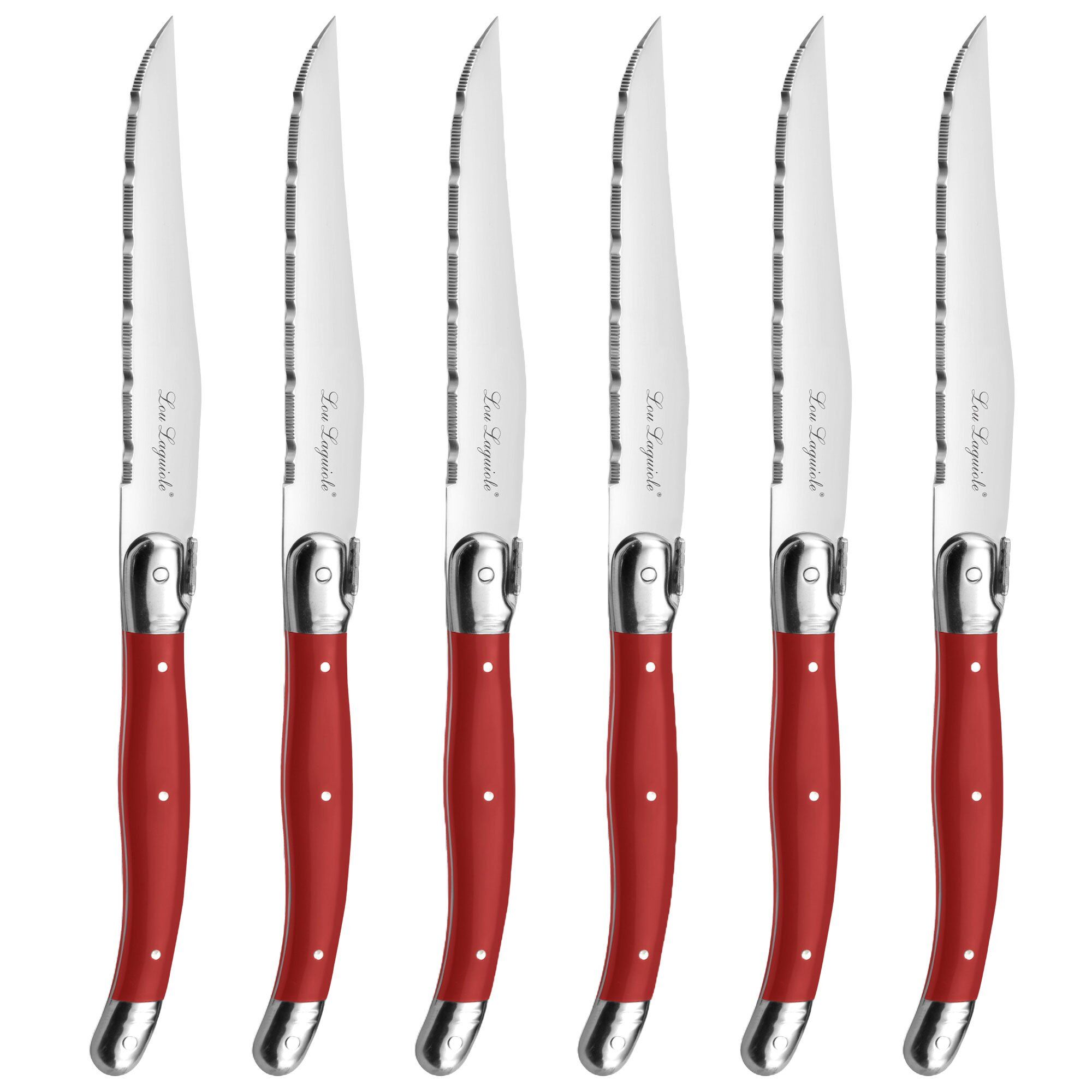 Lou Laguiole Tradition grillkniv 6-pak, rød
