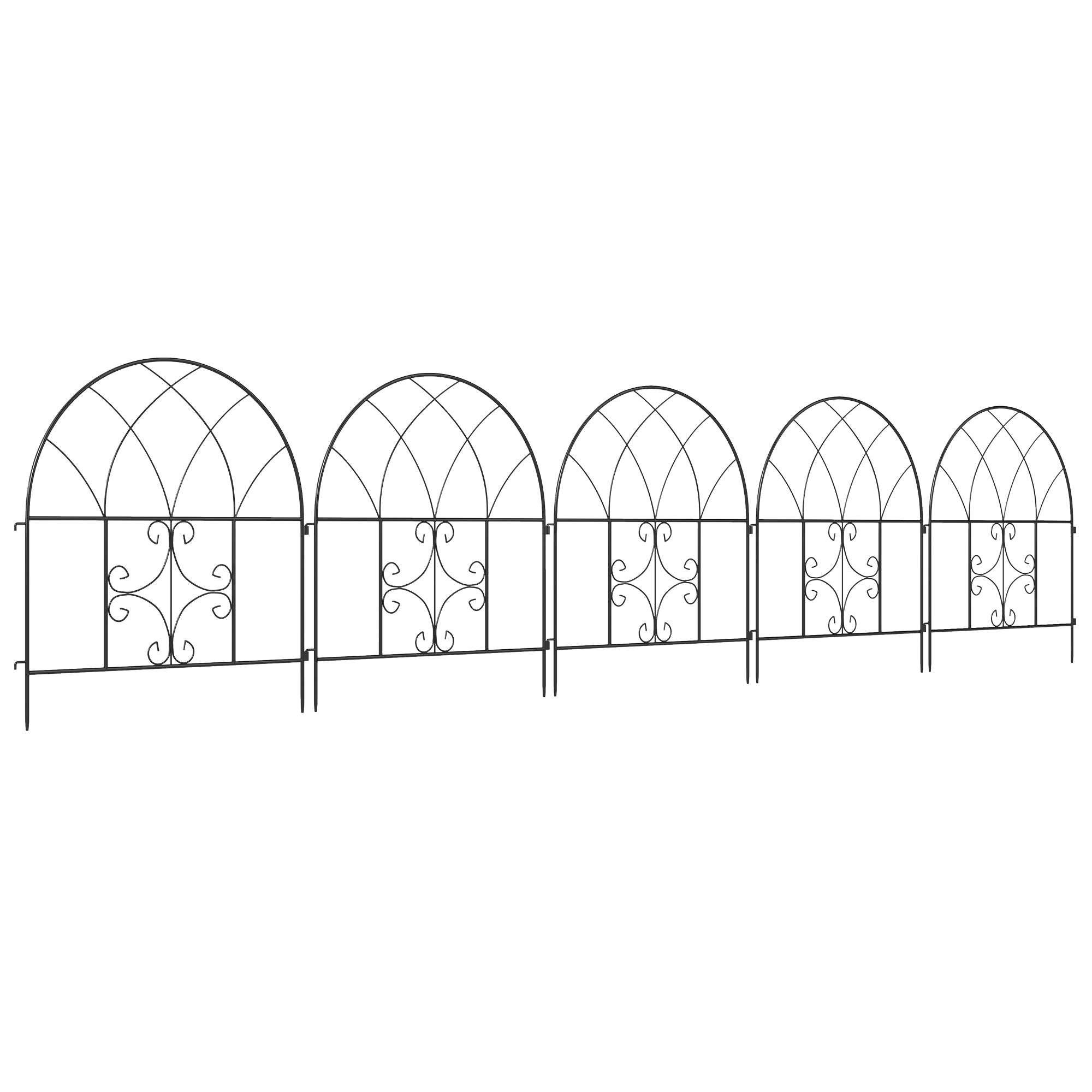 Havehegn stål 300 cm x 70 cm højt dekorativt gitterhegn sæt hegnselementer sort