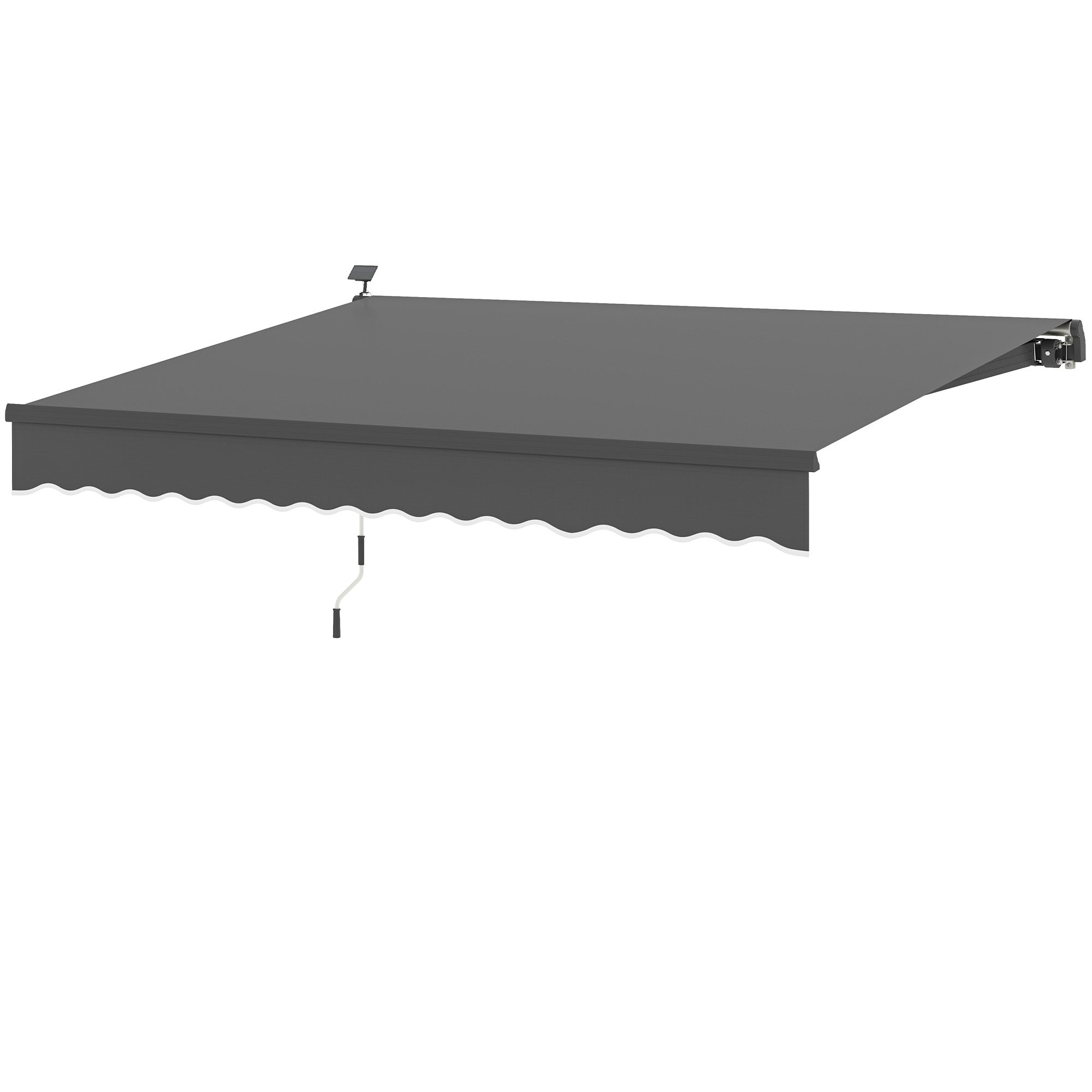 Klemmemarkise med håndsving solcellelampe leddelt armmarkise markise solbeskyttelse uv 50+ 400 cm bred grå