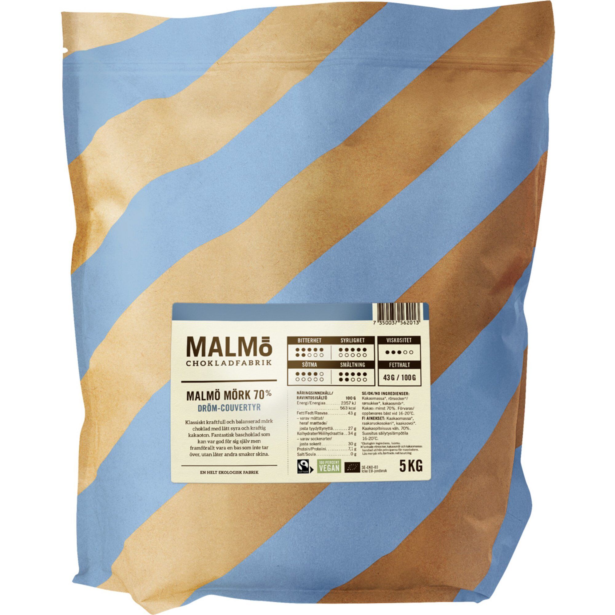 Malmö chokladfabrik Malmö Mörk 70% couverture