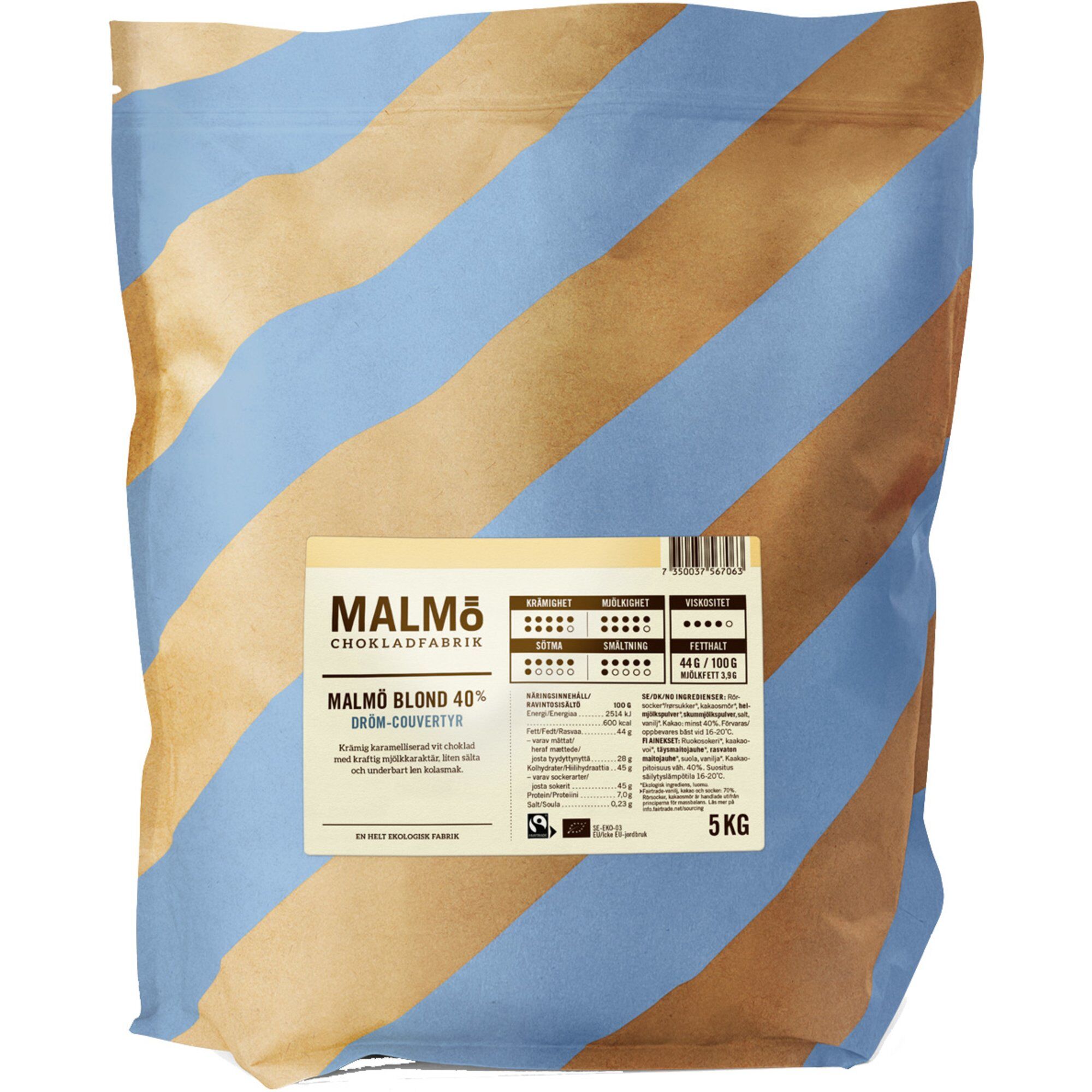 Malmö chokladfabrik Malmö Blond 40% couverturechokolade