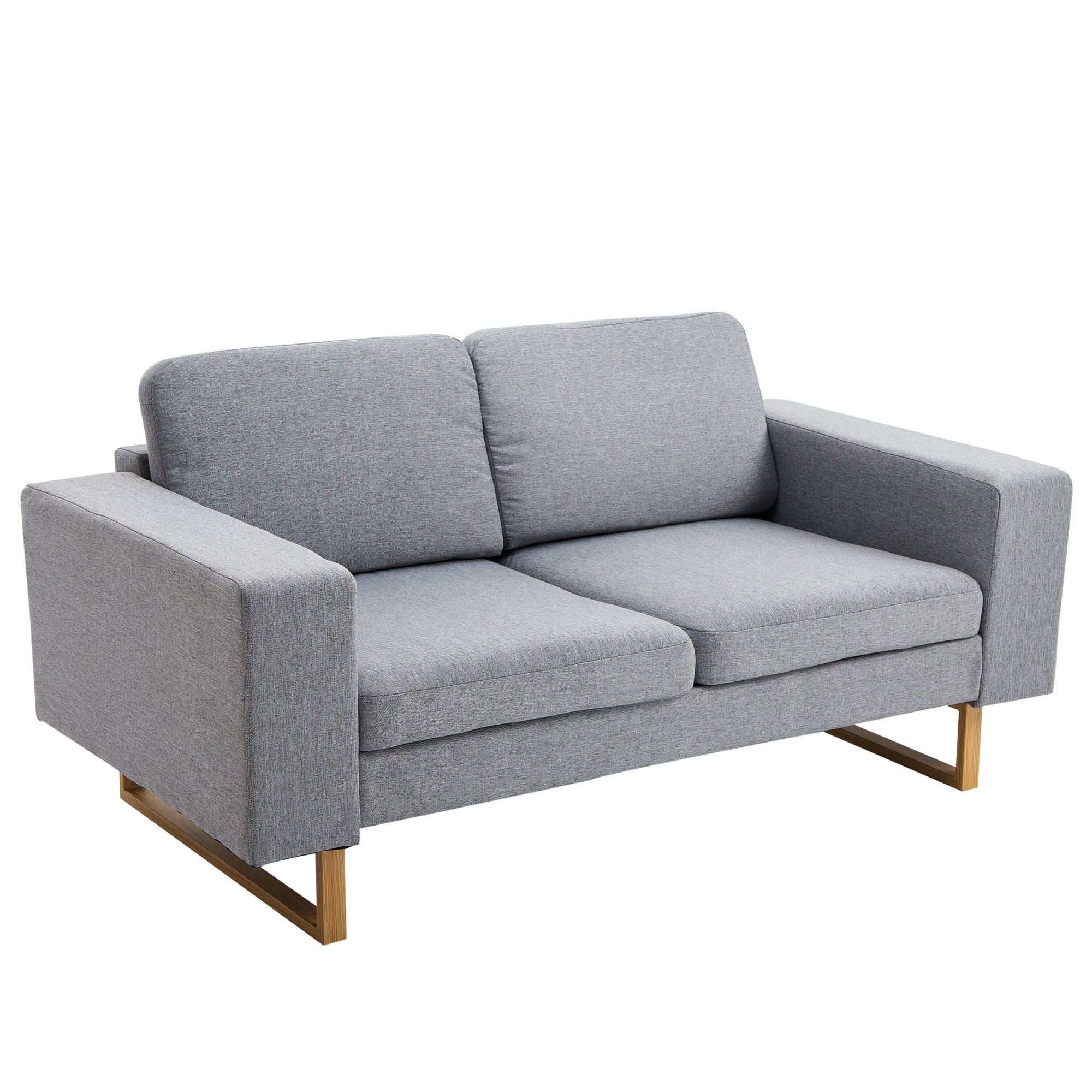 Â® 2-Personers sofa stofsofa hjørnesofa polstret sofa siddemøbler armlæn træ lysegrå 145 x 82 x 78 cm